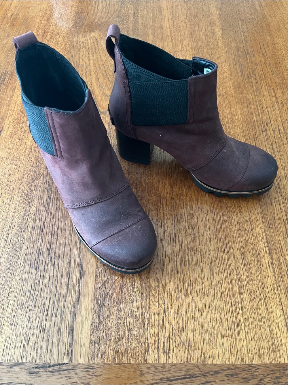 Sorel Chocolate Brown Suede Ankle Booties with Block Heel